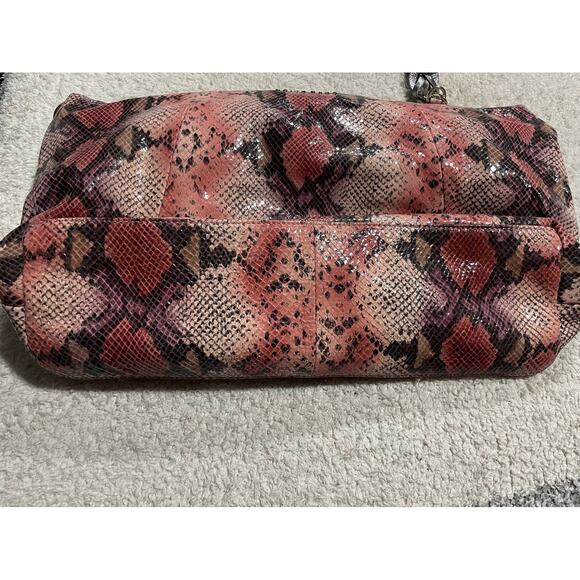 Trina Turk Womens Python-Snake Embossed Leather Shoulder Bag Pink Gray msrp 398 - Picture 7 of 10
